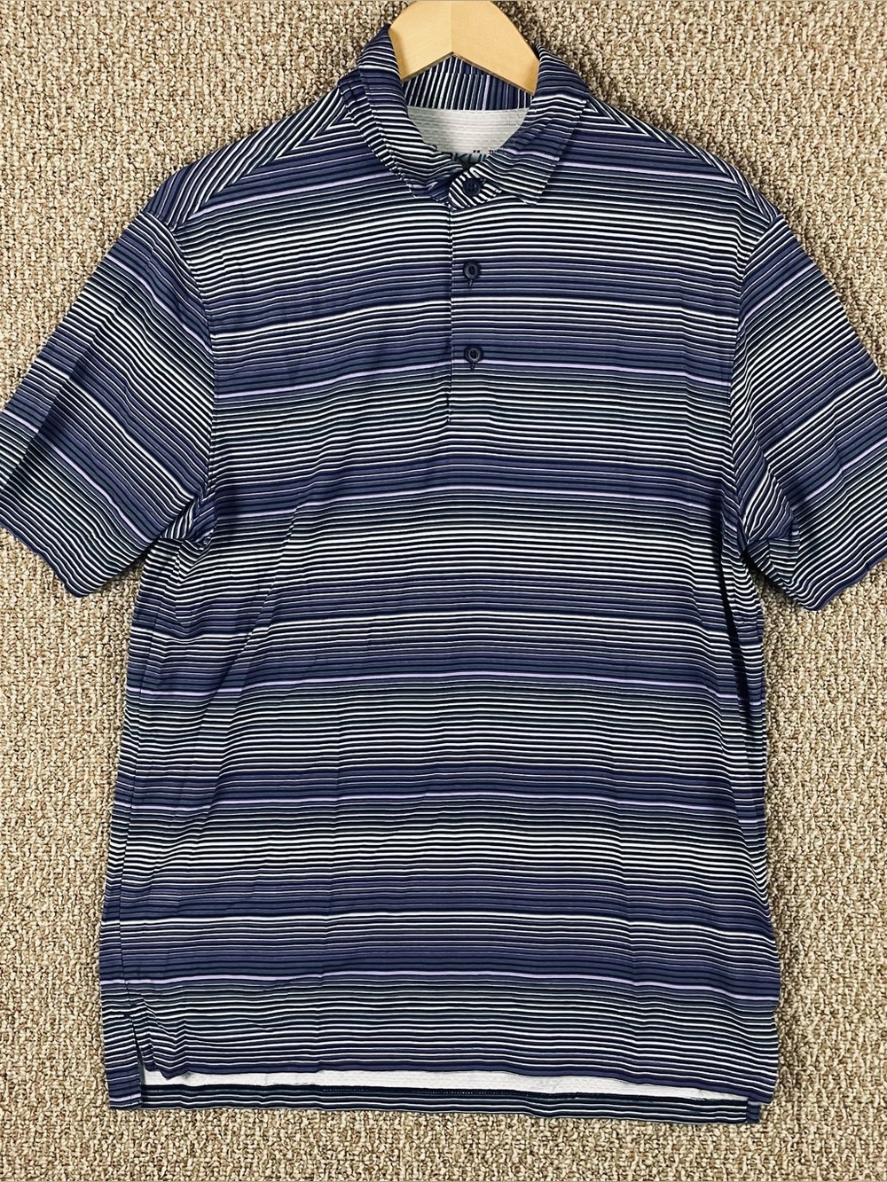 IBKUL Polo Shirt Mens Medium UPF 50 Golf Sun Protecting Wicking Purple T651